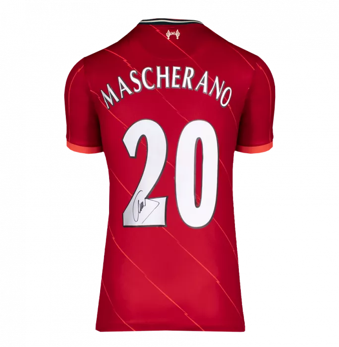Javier Mascherano Official UEFA Champions League Back Signed And Framed Liverpool FC 2021-22 Home Shirt With Fan Style Numbers