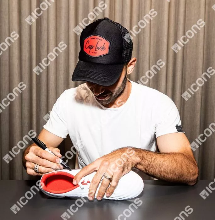 Javier Mascherano Official UEFA Europa League Signed White And Red Nike Magista Boot In Acrylic Case