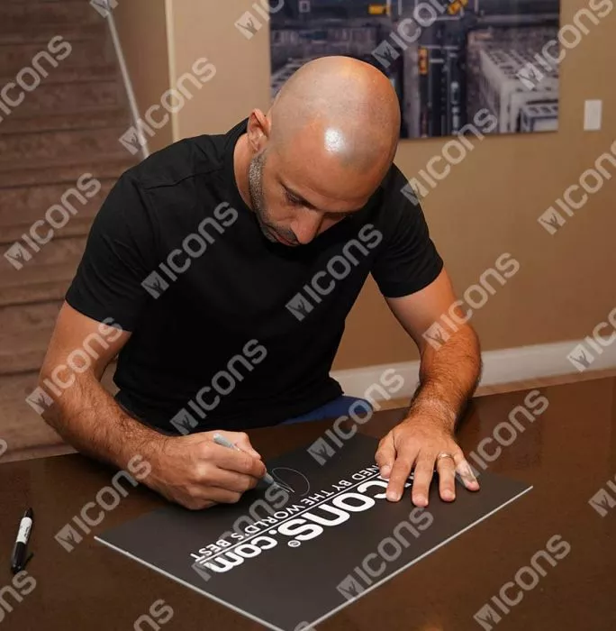 Javier Mascherano Signed Argentina Photo: 2014 FIFA World Cup Victory Vs Belgium