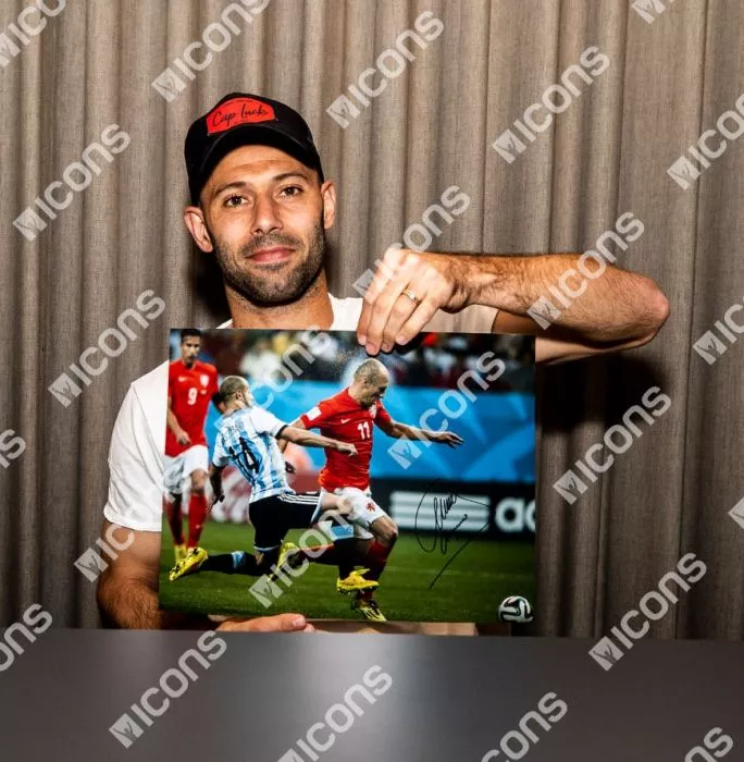 Javier Mascherano Signed Argentina Photo: Iconic 2014 FIFA World Cup Tackle