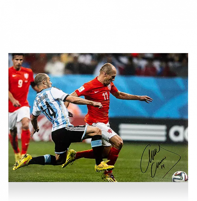 Javier Mascherano Signed Argentina Photo: Iconic 2014 FIFA World Cup Tackle