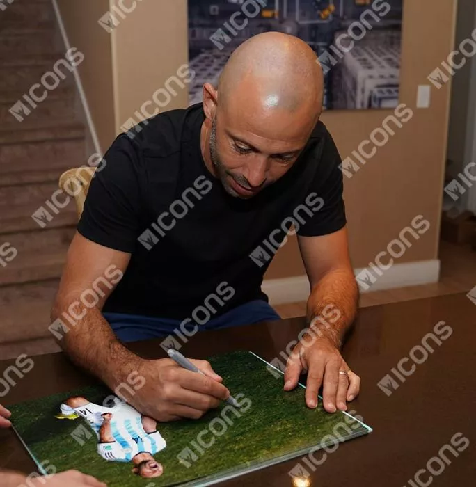 Javier Mascherano Signed Argentina Photo In Premium Photo Frame: 2014 FIFA World Cup Victory Vs Belgium