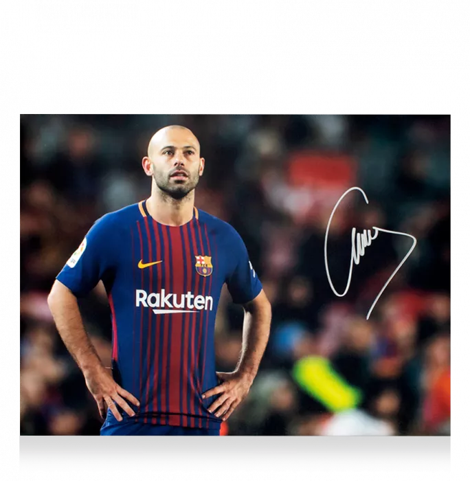 Javier Mascherano Signed FC Barcelona Photo In Black Wooden Frame: Blaugrana Icon