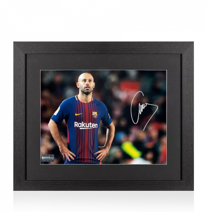 Javier Mascherano Signed FC Barcelona Photo In Black Wooden Frame: Blaugrana Icon