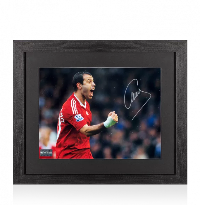 Javier Mascherano Signed Liverpool FC Photo In Black Wooden Frame: Premier League Icon