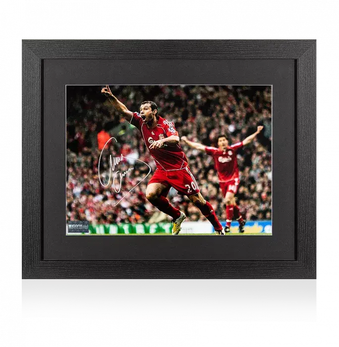 Javier Mascherano Signed Liverpool Photo In Black Wooden Frame: Anfield Goal