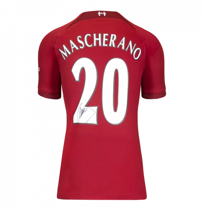 Javier Mascherano Signed Modern Liverpool FC Home Shirt With Fan Style Numbers In Hero Frame: Option 1