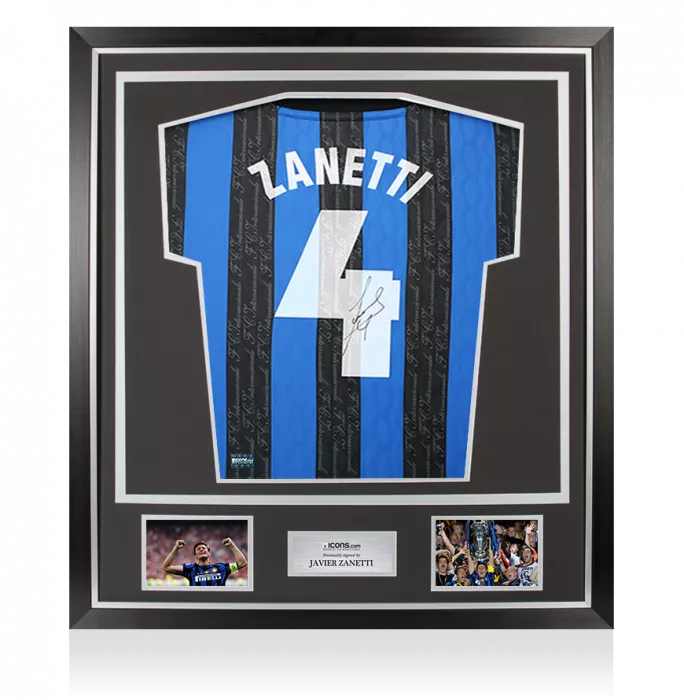 Javier Zanetti Back Signed Internazionale 1997-98 Home Shirt In Classic Frame
