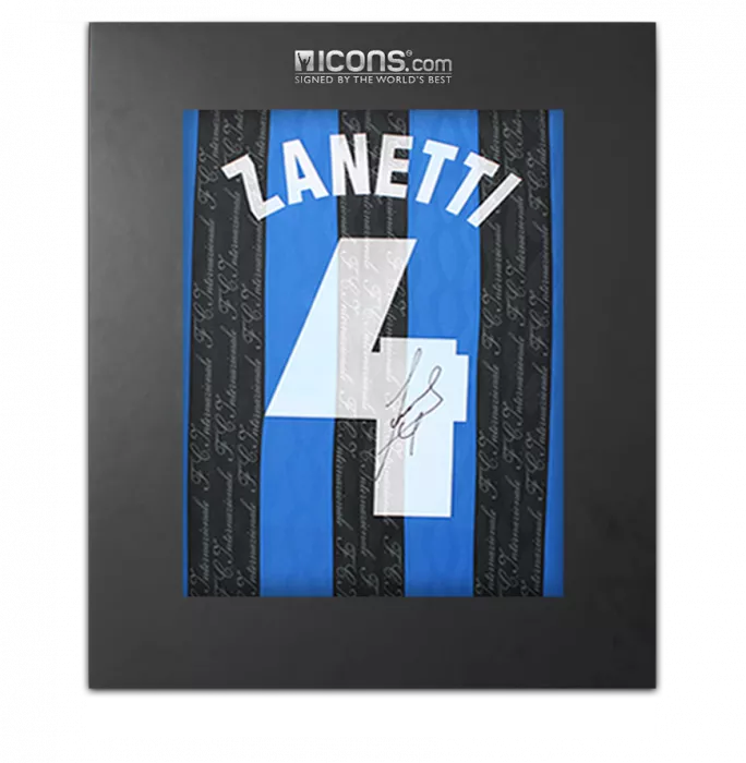 Javier Zanetti Back Signed Internazionale 1997-98 Home Shirt In Deluxe Packaging