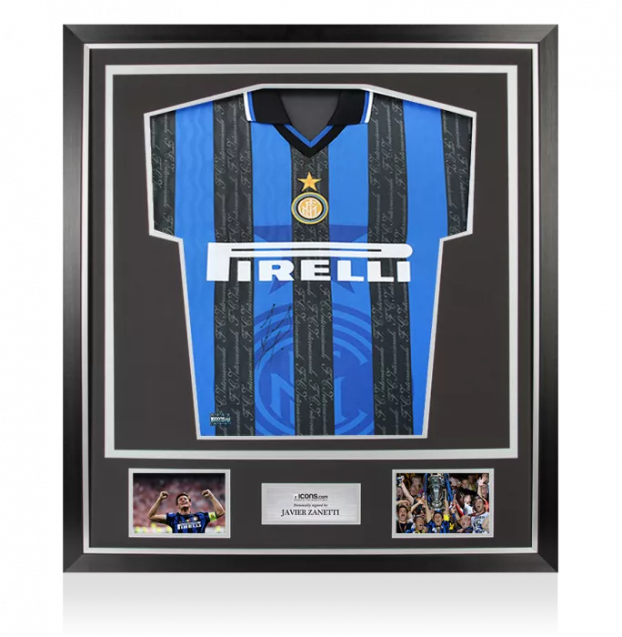 Javier Zanetti Front Signed Internazionale 1997-98 Home Shirt In Classic Frame