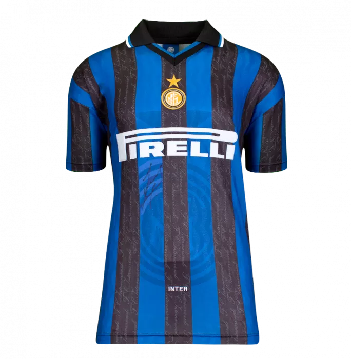 Javier Zanetti Front Signed Internazionale 1998 Home Shirt In Classic Frame