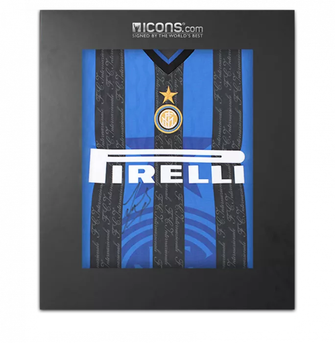 Javier Zanetti Front Signed Internazionale 1998 Home Shirt In Deluxe Packaging