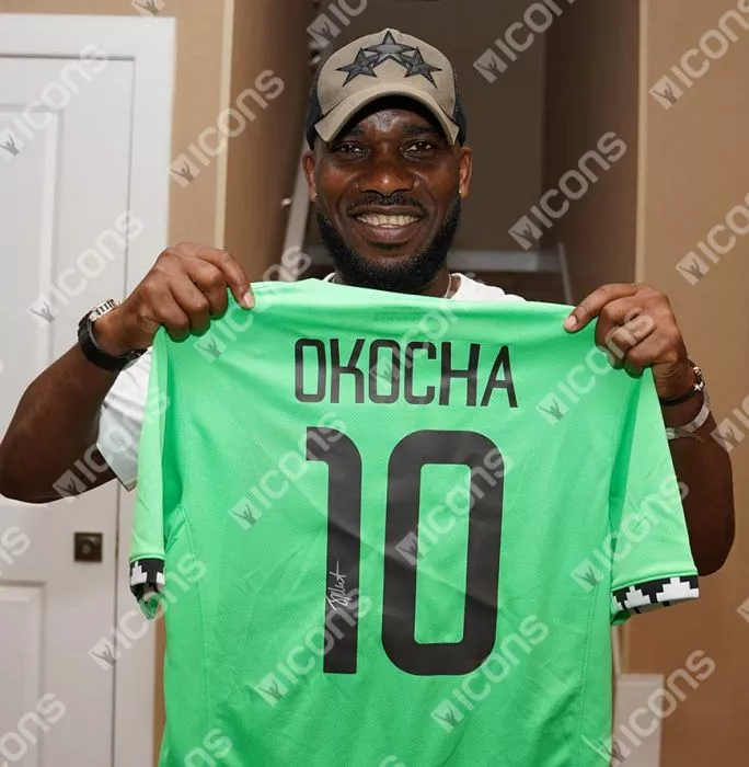 Jay-Jay Okocha Back Signed Modern Nigeria Home Shirt In Classic Frame