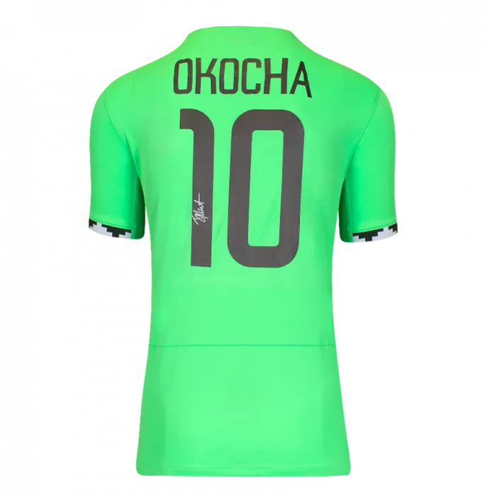 Jay-Jay Okocha Back Signed Modern Nigeria Home Shirt In Classic Frame
