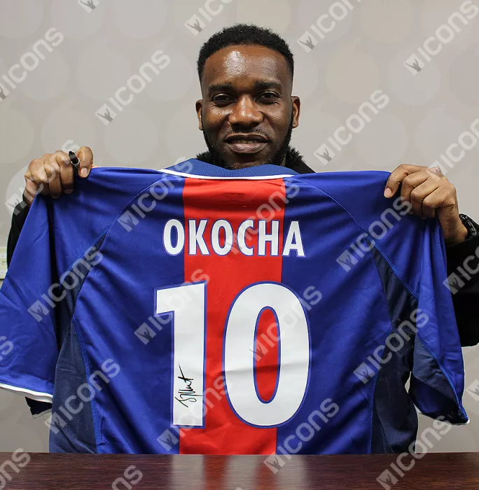 Jay-Jay Okocha Back Signed Paris Saint-Germain 2000-01 Home Shirt In Hero Frame: Option 1