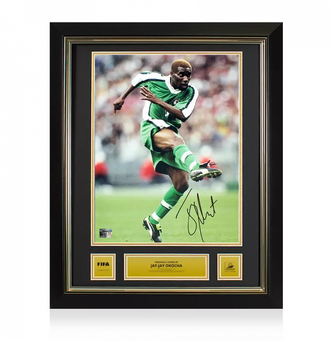 Jay-Jay Okocha Official 1998 FIFA World Cup™ Signed and Framed Nigeria Photo