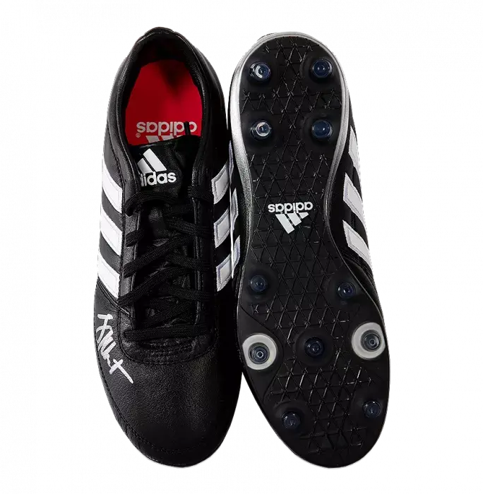 Jay-Jay Okocha Signed Black Retro Adidas Boot In Acrylic Case