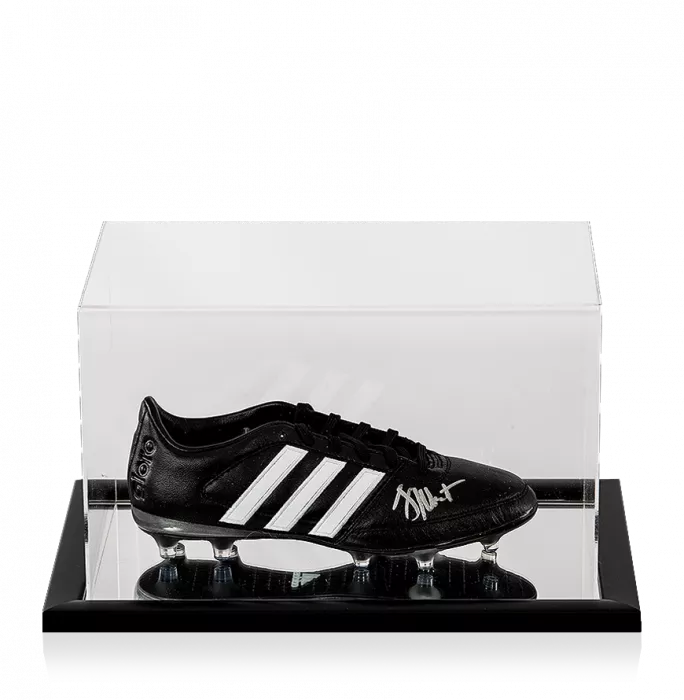 Jay-Jay Okocha Signed Black Retro Adidas Boot In Acrylic Case