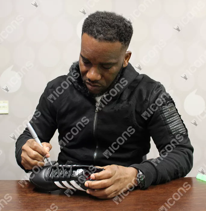 Jay-Jay Okocha Signed Black Retro Adidas Boot In Bubble Frame: Option 1