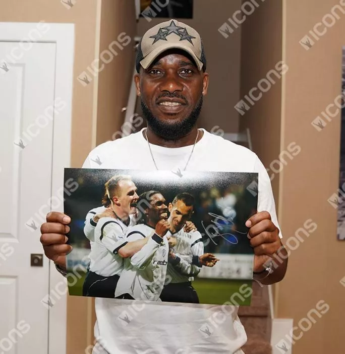 Jay-Jay Okocha Signed Bolton Wanderers Photo In Black Wooden Frame