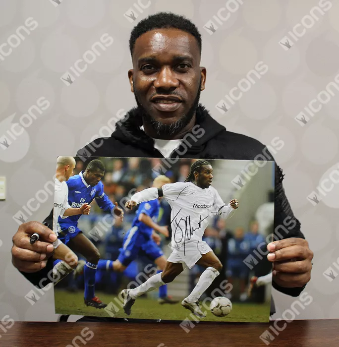 Jay-Jay Okocha Signed Bolton Wanderers Photo In Black Wooden Frame: Wanderers' Captain