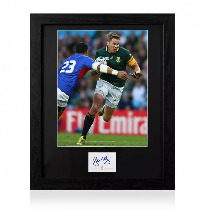 Jean de Villiers Signed Rugby World Cup 2015 Card and South Africa Photo Frame