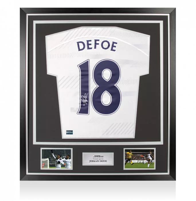 Jermain Defoe Back Signed Tottenham Hotspur 2023-24 Home Shirt with Fan Style Numbers In Classic Frame