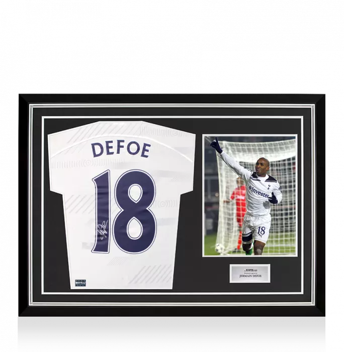 Jermain Defoe Back Signed Tottenham Hotspur 2023-24 Home Shirt with Fan Style Numbers In Hero Frame: Option 1