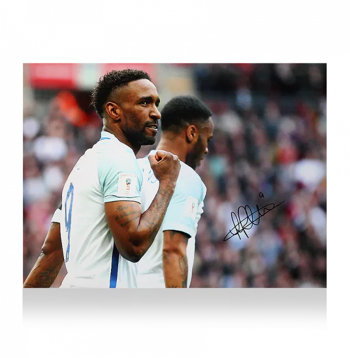 Jermain Defoe Signed England Photo In Premium Photo Frame: Goal Vs Lithuania