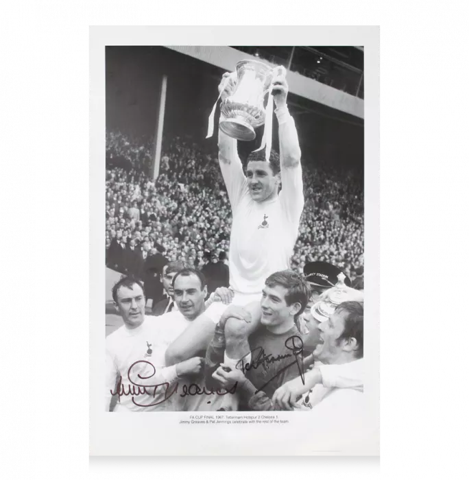 Jimmy Greaves And Pat Jennings Hand Signed Photo - FA Cup Final 1967