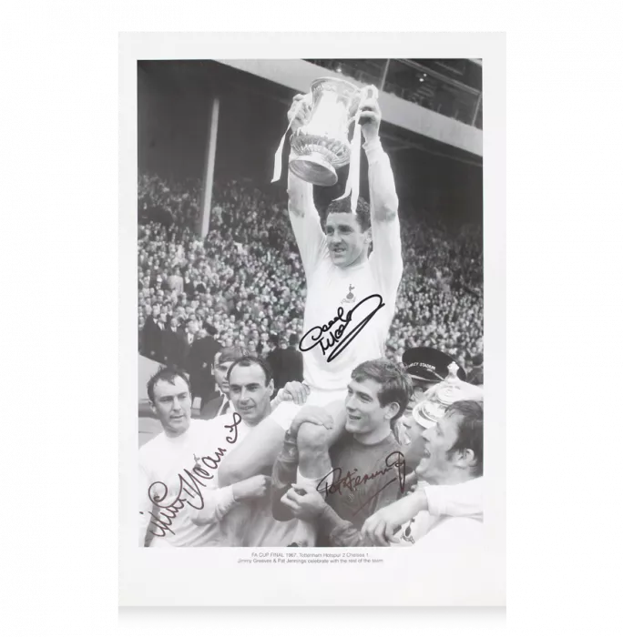 Jimmy Greaves Pat Jennings and Dave Mackay Hand Signed Photo - FA Cup Final 1967