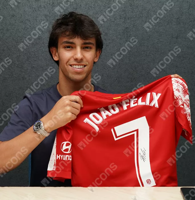 Joao Felix Back Signed Atletico Madrid 2021-22 Home Shirt In Classic Frame