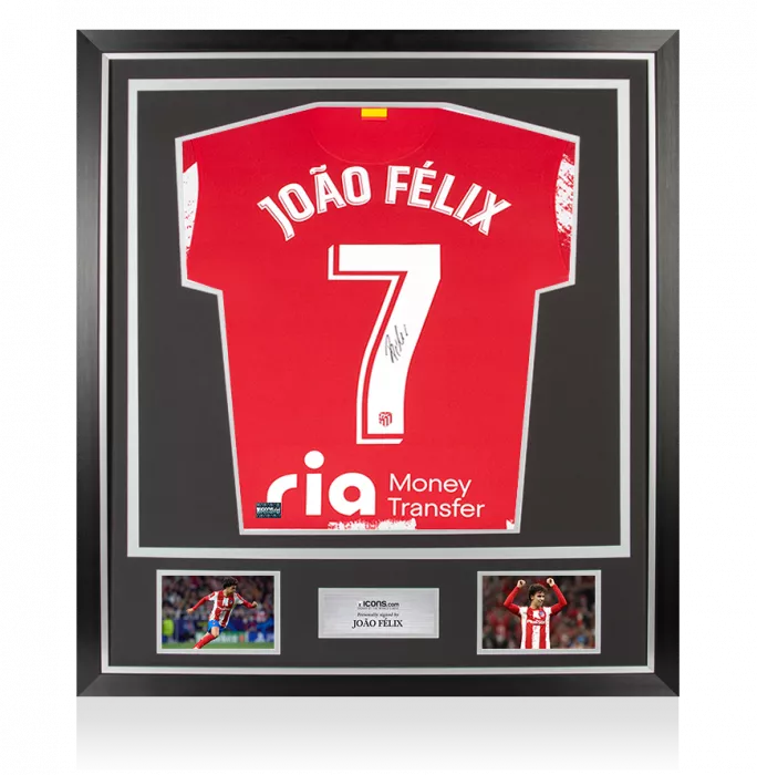 Joao Felix Back Signed Atletico Madrid 2021-22 Home Shirt In Classic Frame