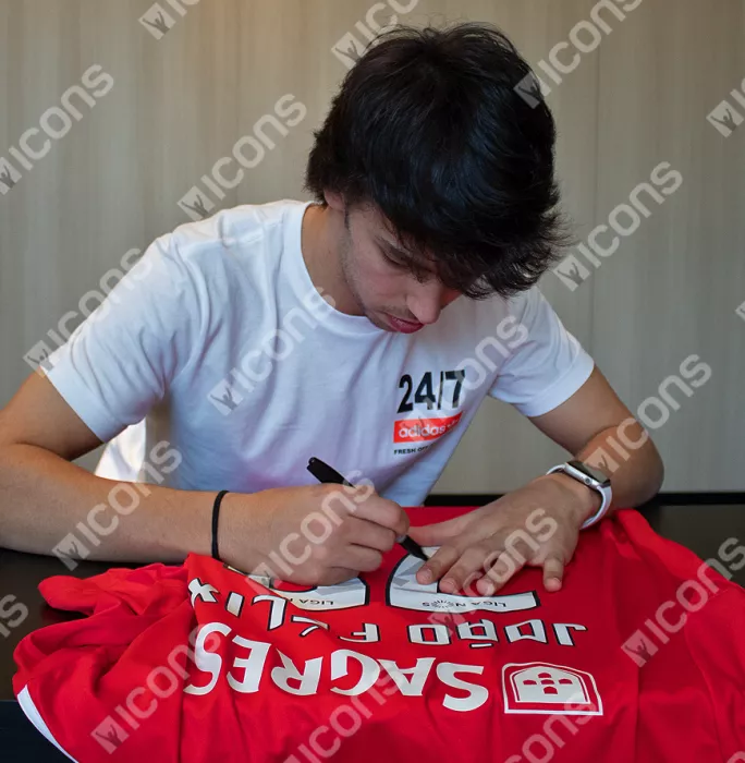 Joao Felix Back Signed Benfica 2018-19 Home Shirt In Classic Frame