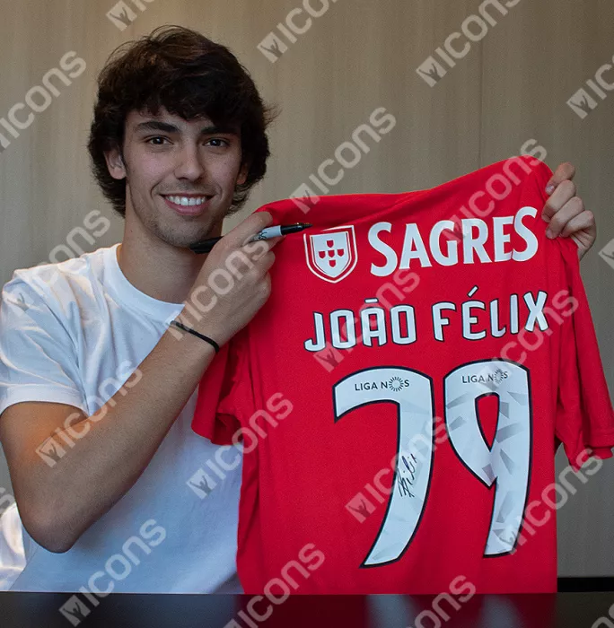 Joao Felix Back Signed Benfica 2018-19 Home Shirt In Classic Frame