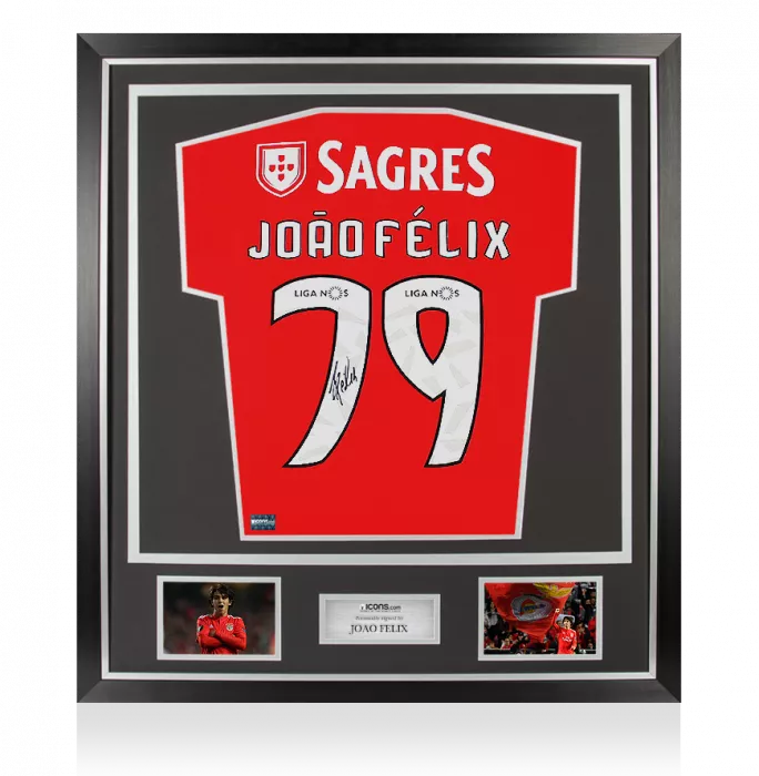 Joao Felix Back Signed Benfica 2018-19 Home Shirt In Classic Frame
