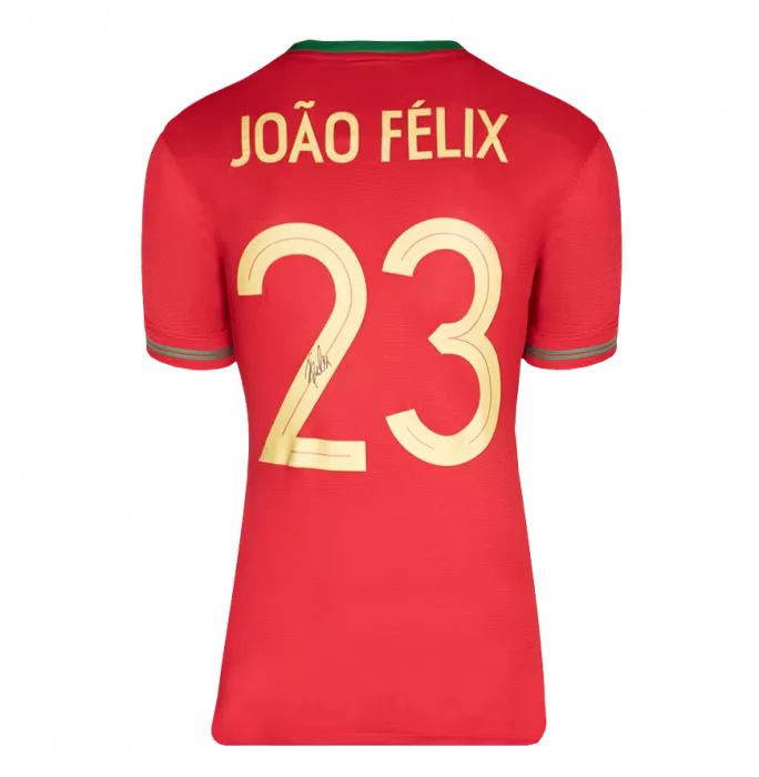 Joao Felix Back Signed Portugal 2012-13 Home Shirt With Fan Style Numbers In Hero Frame: Option 1