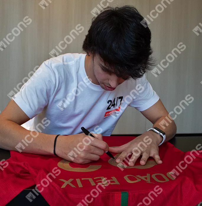Joao Felix Back Signed Portugal 2019-20 Home Shirt In Classic Frame