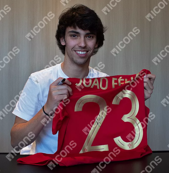 Joao Felix Back Signed Portugal 2019-20 Home Shirt In Classic Frame