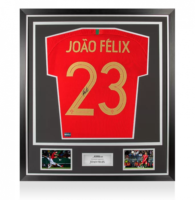 Joao Felix Back Signed Portugal 2019-20 Home Shirt In Classic Frame