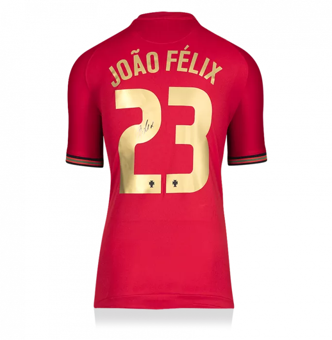 Joao Felix Back Signed Portugal 2020-21 Home Shirt In Classic Frame