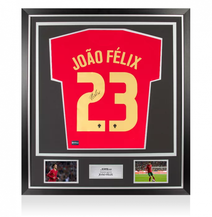 Joao Felix Back Signed Portugal 2020-21 Home Shirt In Classic Frame