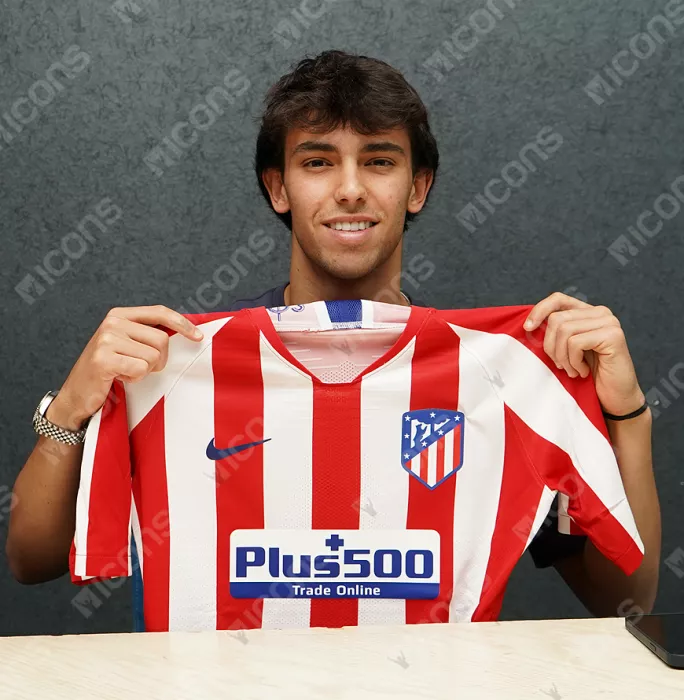 Joao Felix Front Signed Atletico Madrid 2019-20 Home Shirt In Classic Frame