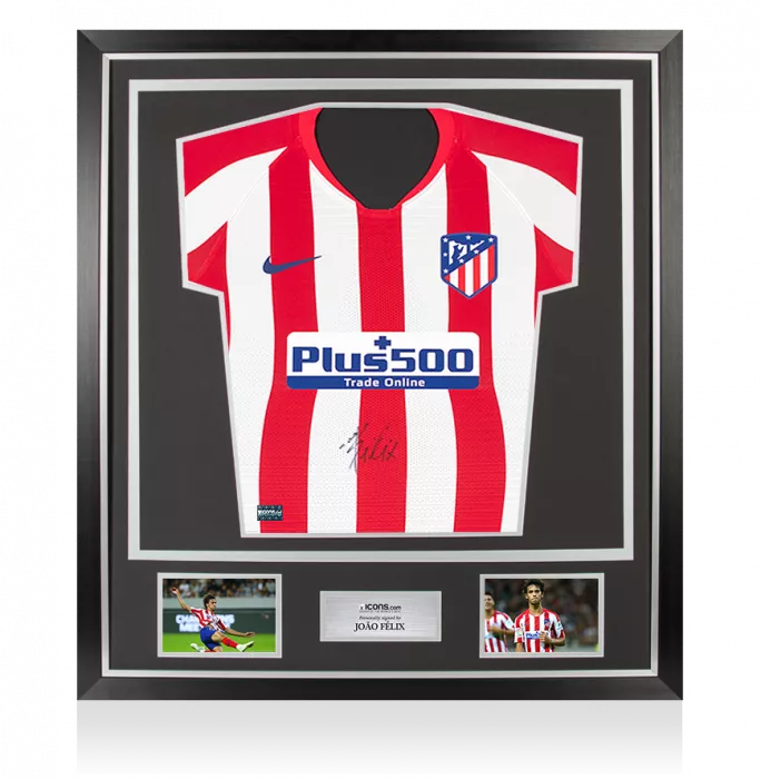 Joao Felix Front Signed Atletico Madrid 2019-20 Home Shirt In Classic Frame