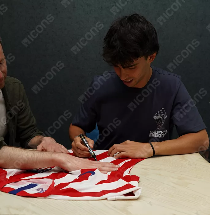 Joao Felix Front Signed Atletico Madrid 2019-20 Home Shirt In Hero Frame: Option 1