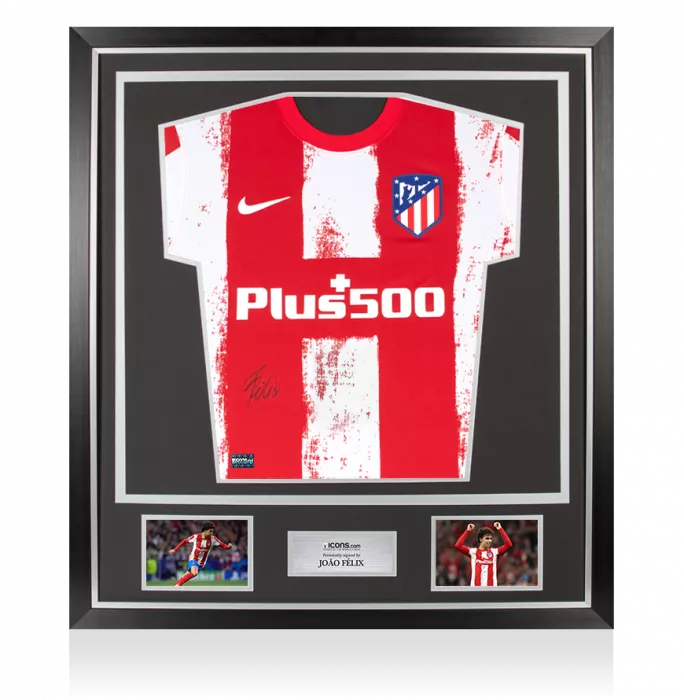 Joao Felix Front Signed Atletico Madrid 2021-22 Home Shirt In Classic Frame