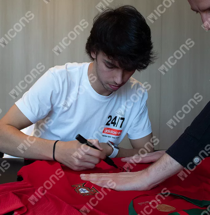 Joao Felix Front Signed Portugal 2019-20 Home Shirt In Classic Frame