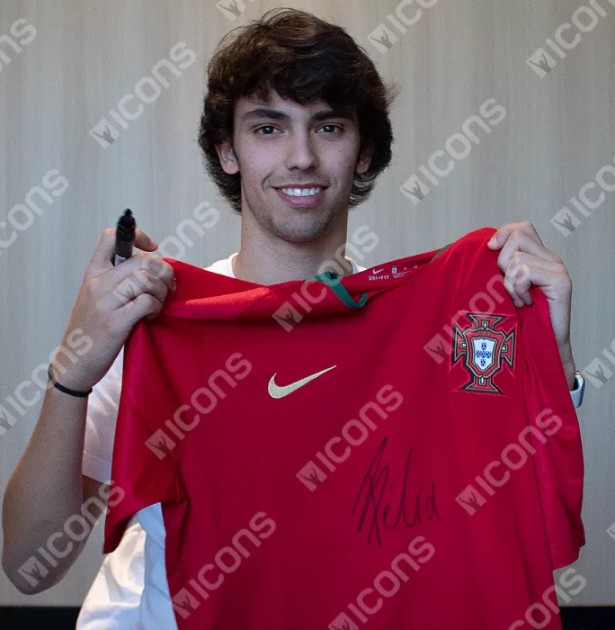 Joao Felix Front Signed Portugal 2019-20 Home Shirt In Classic Frame