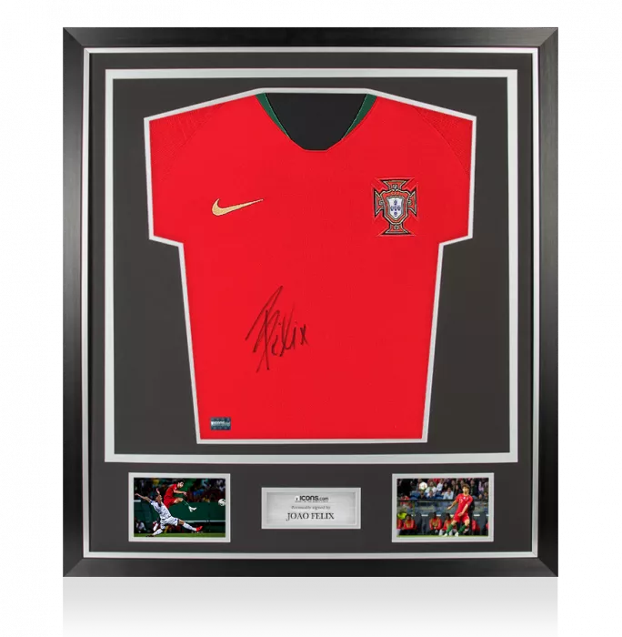 Joao Felix Front Signed Portugal 2019-20 Home Shirt In Classic Frame