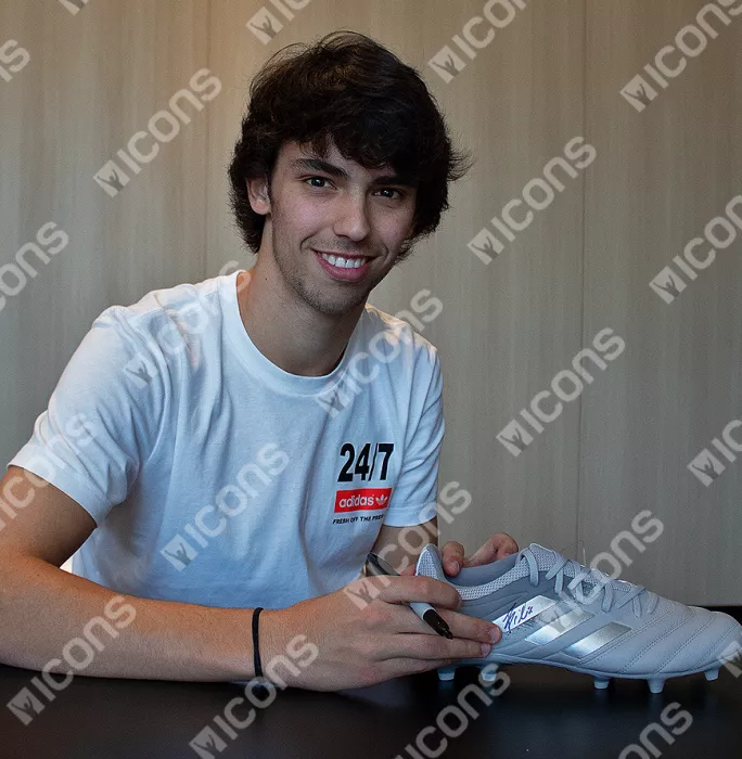 Joao Felix Signed Silver Adidas Copa 19 Boot In Acrylic Case